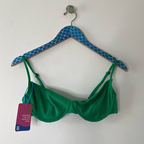 BLACKBOUGH SWIM Green Terry Fiona Underwire Bikini Swim Top Size Large - Picture 8 of 8